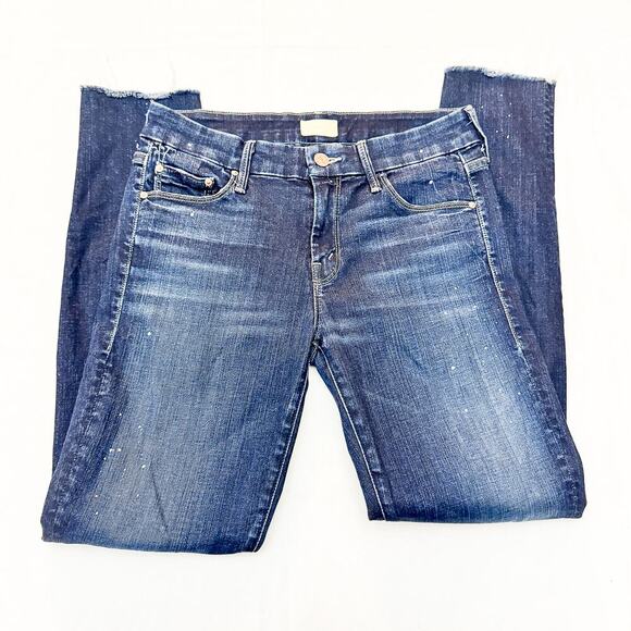 Mother Looker Ankle Fray All Work Dark Wash Denim Skinny Jeans Raw Hem Size 26 - Picture 4 of 10